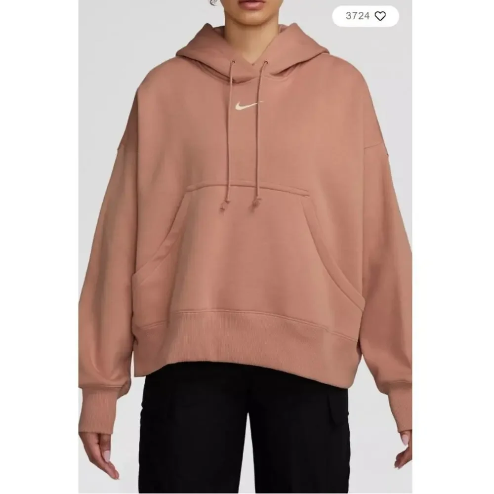 Nike Sportswear Phoenix Fleece Oversized Hoodie Sweatshirt Rose Blush Women XL